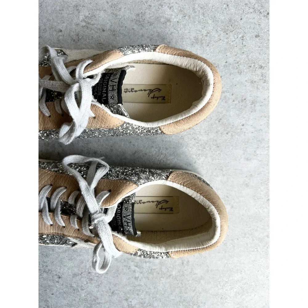 Vintage‎ Havana Sneaker Silver Glitter Sparkle Tan White Star Size 9 Streetwear